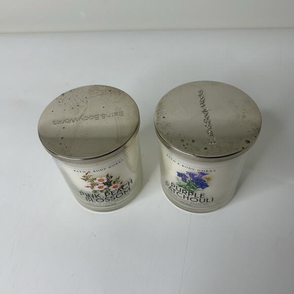 Bath & Body Works Candles 7oz Purple Patchouli & Pink Peach Blossom - Picture 4 of 7